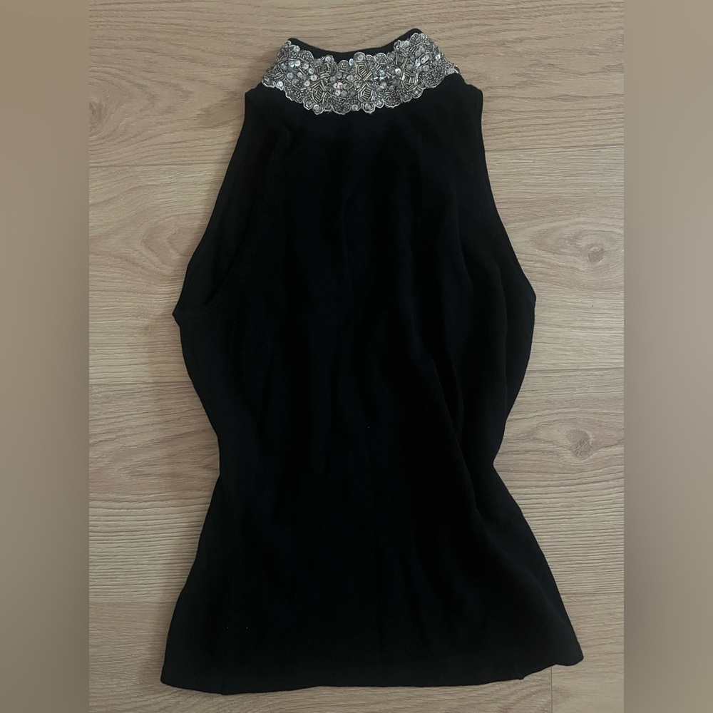 INC International Concepts Black Top with Sequin Accents